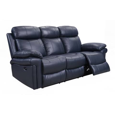 Perry Top Grain Leather Contemporary Power Recliner Sofa