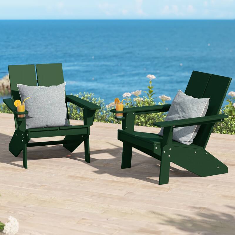 Coastin Modern Poly Adirondack Chair (Set of 2), Black