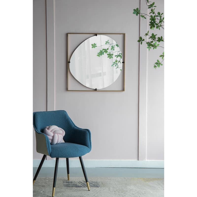 32x1x32" Poppy Mirror with Gold Metal Frame Contemporary Design for Bathroom, Entryway Wall Decor