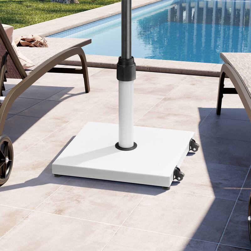 Outdoor Market Umbrella Base Holder Square Concrete / Cement Metal w/Wheels
