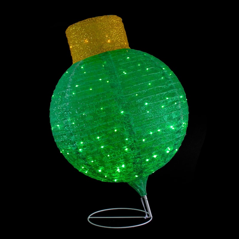 38" LED Twinkling Green Tinsel Onion Ornament Christmas Decoration