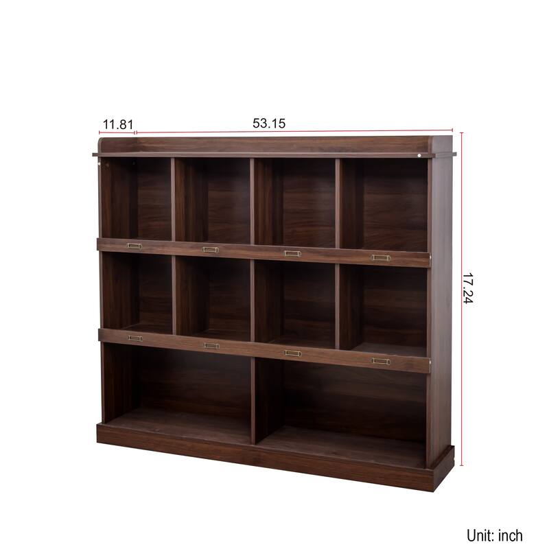 Solid Wood Bookcase Display Storage Cabinet with 7 Cube