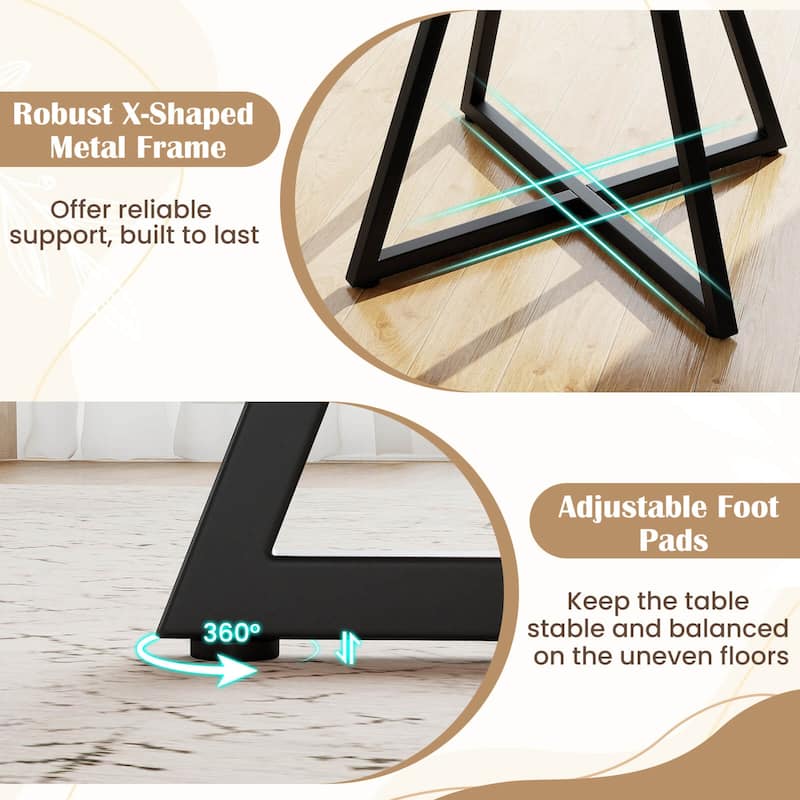 Costway 47” Round Dining Table for 4 with Storage Shelf, Wooden - Brown+Black - See Details