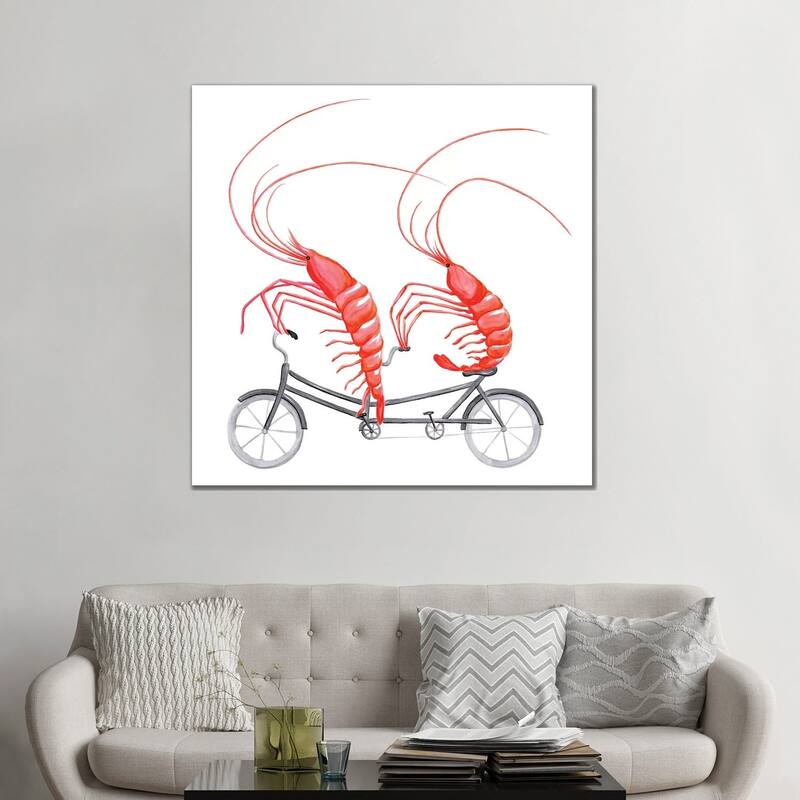 iCanvas "Shrimps On Bike" by Amelie Legault Canvas Print