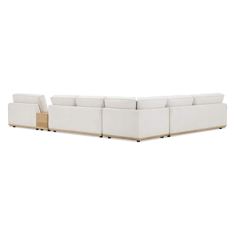 Destin 164" Chaise Sectional Sofa with Bolster Pillows and Wood Storage Console