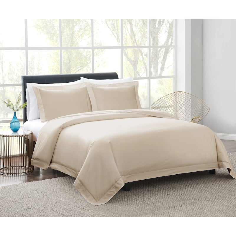 Vince Camuto Solid 400TC Percale 3 Piece Duvet Cover Set