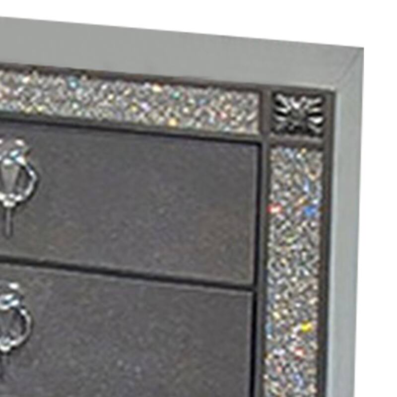 Gray/Silver 2 Drawer 26 in. W Nightstand with Trimmed Edge Design