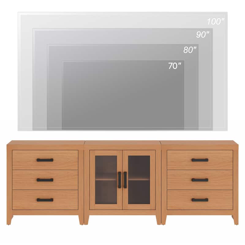 WAMPAT TV Stand for TVs up to 85 Inch, 3 in 1 Multifunction Entertainment Center with Drawers and Glass Doors - n/a