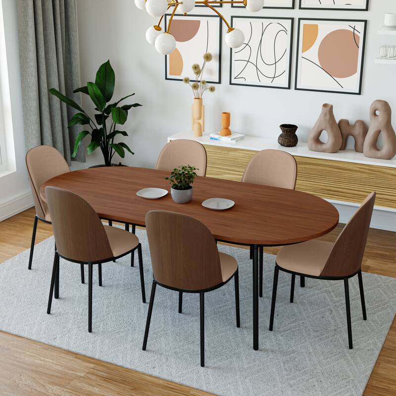 Dining Chair with Upholstered Seat Side Chair with MDF Wood Frame in Steel Set of 4
