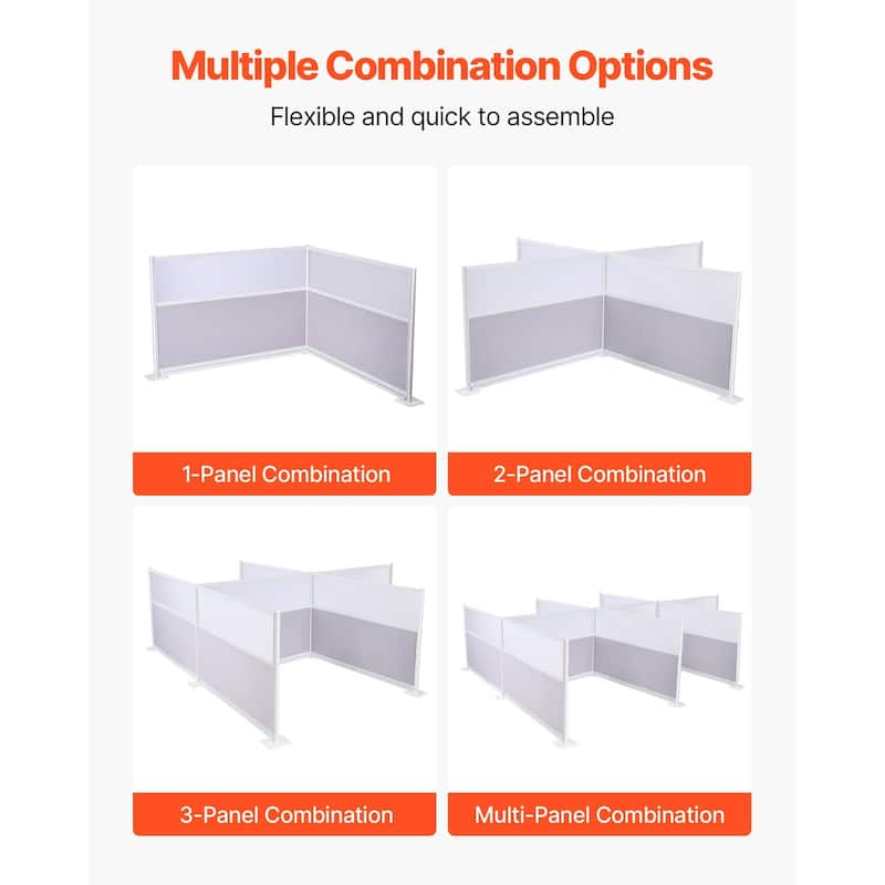 2-Pack Freestanding Office Partition 72"x48" Cubicle Walls - 72 x 7.8 x 48 in