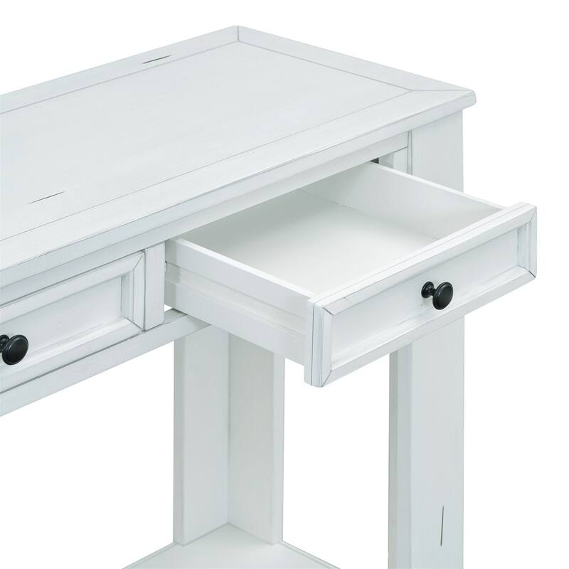 Merax Rustic Console Table with Storage Drawers and Bottom Shelf