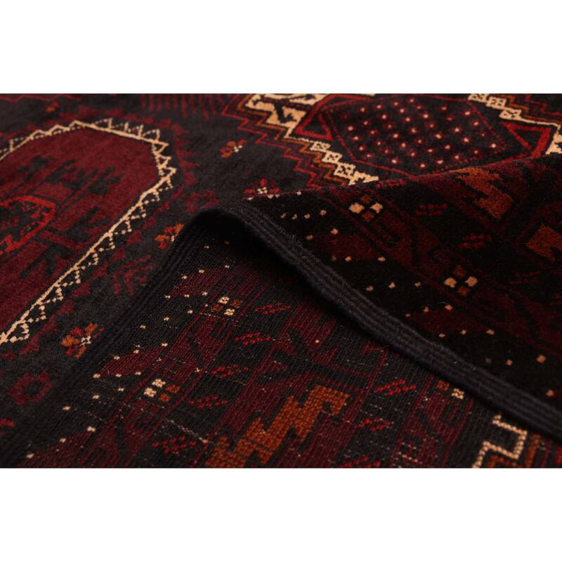 ECARPETGALLERY Hand-knotted Teimani Black, Dark Red Wool Rug - 4'2 x 6'5