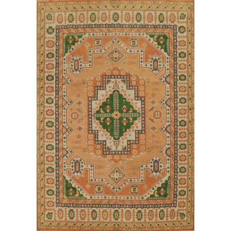 Handmade Geometric Kazak Indian Area Rug Handmade Wool Carpet - 11' 10'' X 8' 9''