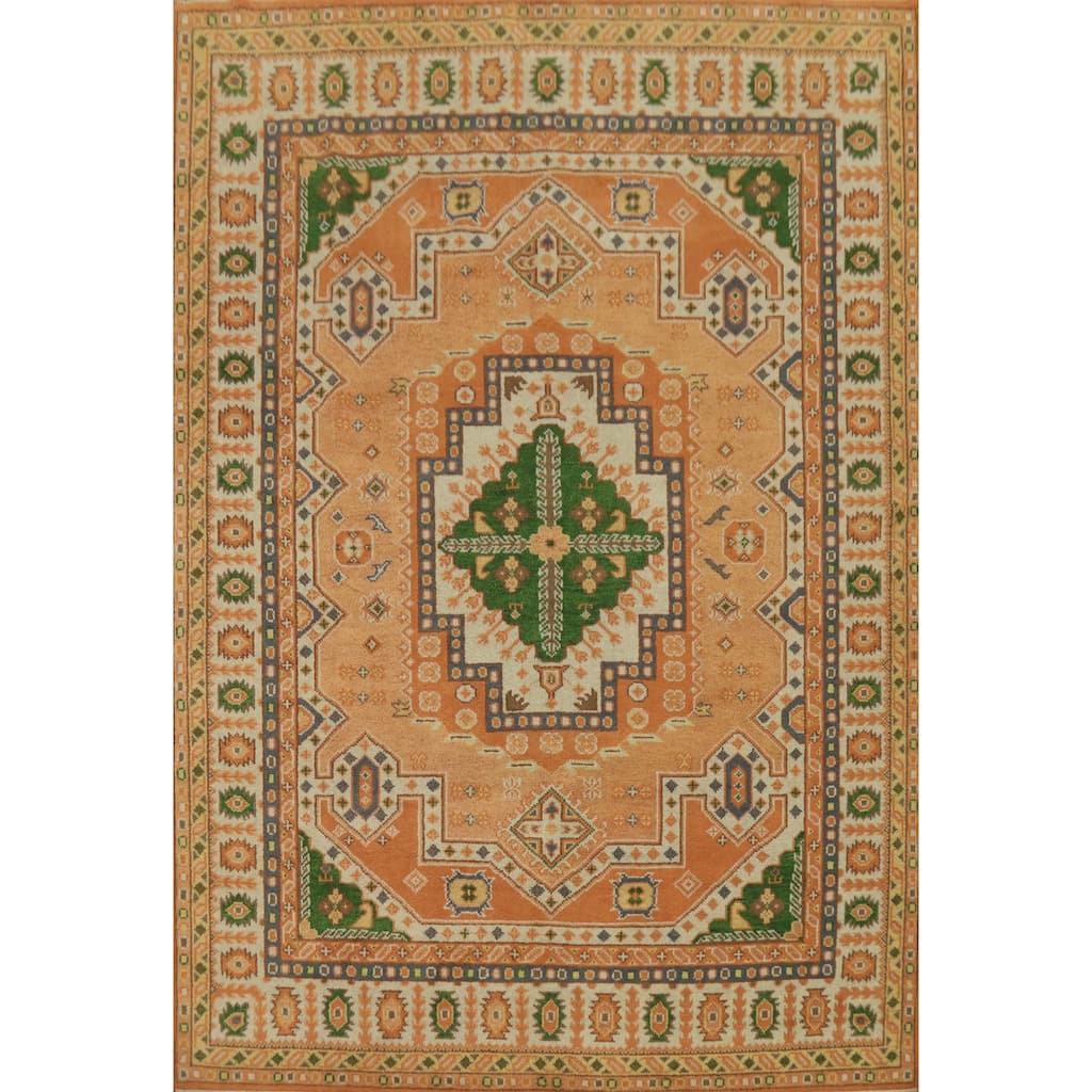 Handmade Geometric Kazak Indian Area Rug Handmade Wool Carpet - 11' 10'' X 8' 9''