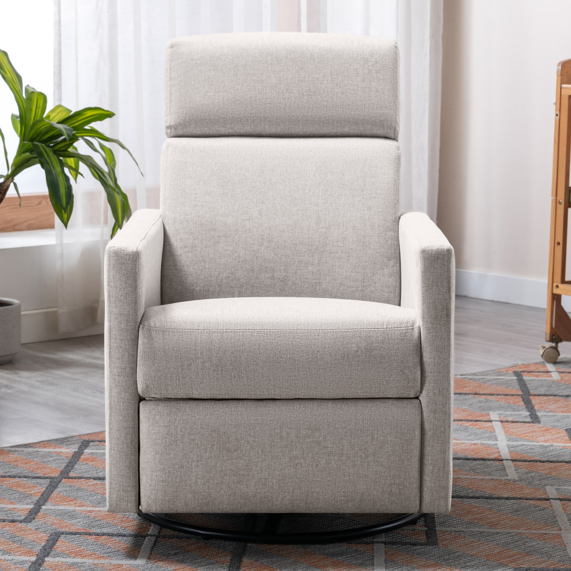 Swivel Nursery Recliner with Modern Design and Comfortable Padding