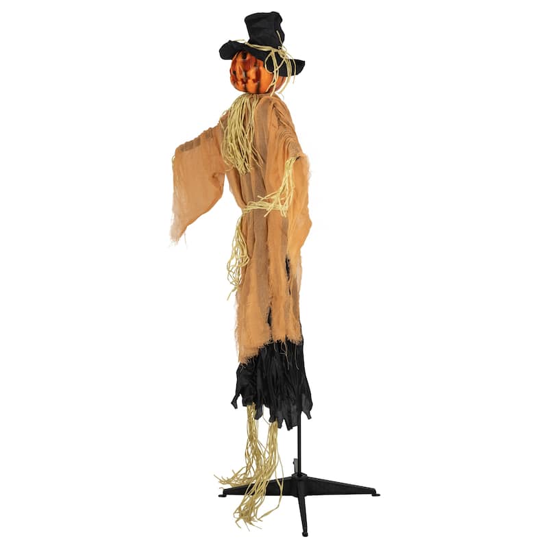 6' Animated Jack-O'-Lantern Scarecrow Halloween Decoration