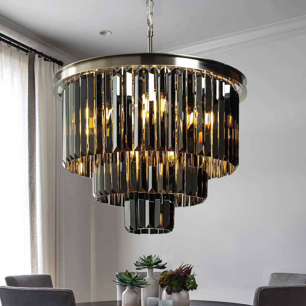 Glam Dual-Use Crystal Chandelier 10-Light Contemporary Ceiling Fixture for Versatile Interior Lighting - W20''