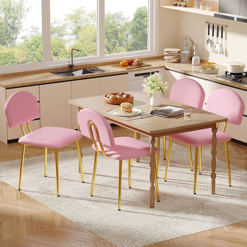 Javlergo Modern PU Leather Dining Chairs Set of 2 or 4 Upholstered Side Chairs Oval Back Compact Kitchen Chairs for Dining Room