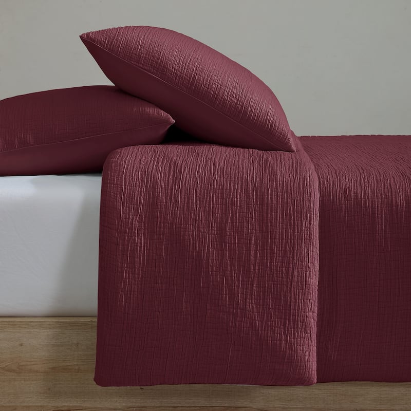 Calvin Klein Washed Texture Solid Cotton Duvet Cover Set
