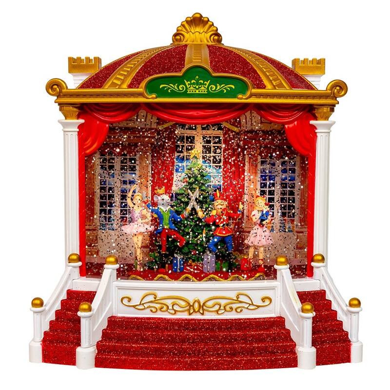 Kurt Adler 9.25-Inch Battery Operated USB LED Lighted Ballet Theater Lantern with Spinning Glitter Water