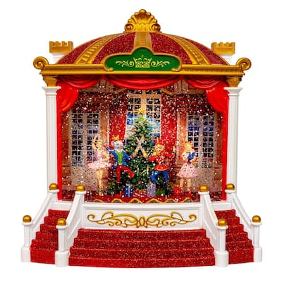 Kurt Adler 9.25-Inch Battery Operated USB LED Lighted Ballet Theater Lantern with Spinning Glitter Water
