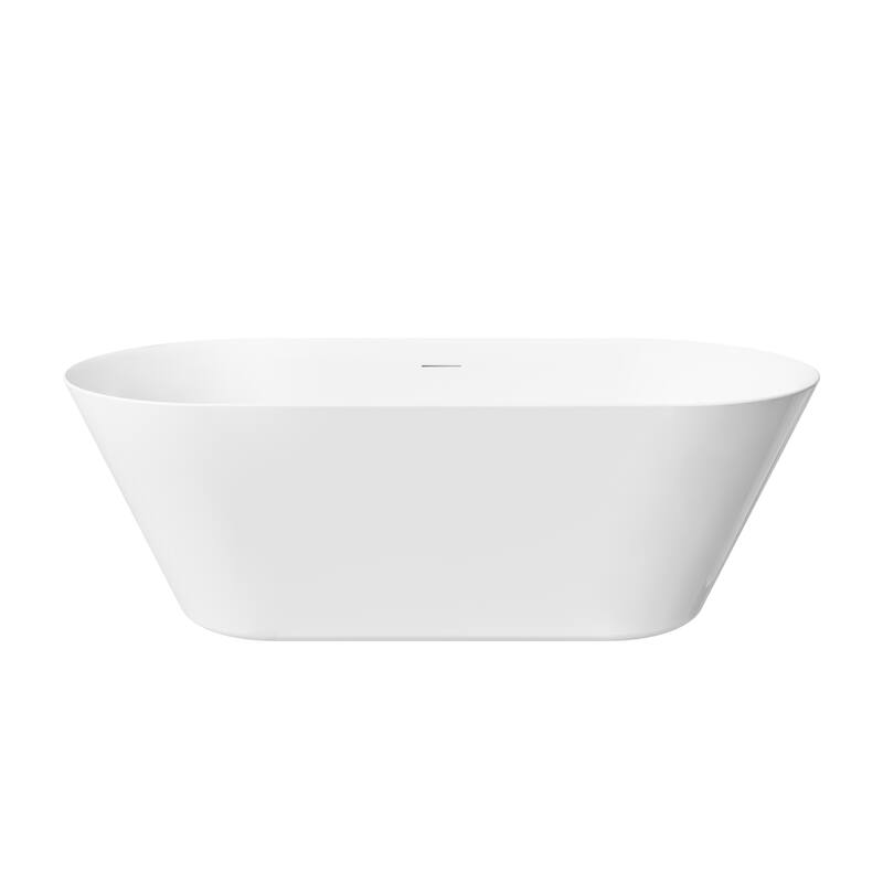 Glossy White Freestanding Soaking Bathtub, 100% Pure Virgin Acrylic with Drain And Overflow