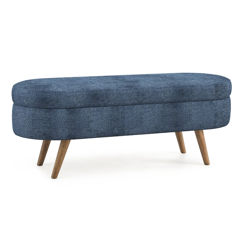 Ottoman Oval Storage Bench,Rubber Wood Legs