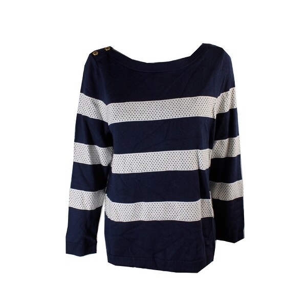 navy and white striped sweater