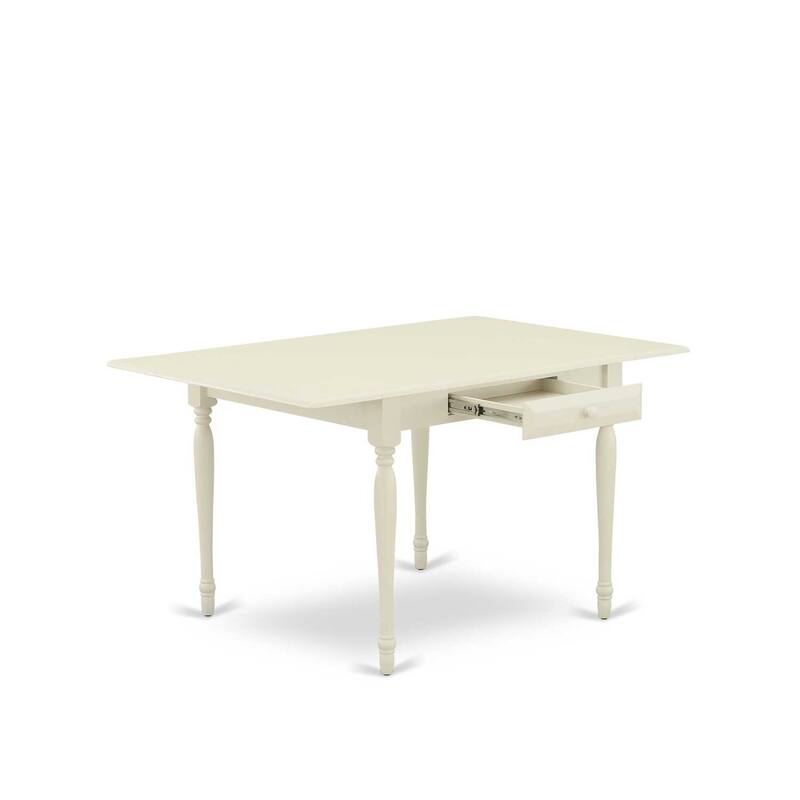 5-Piece Linen White Finish Solid Wood Top - Rectangular Dining Room Set (Seats-4)