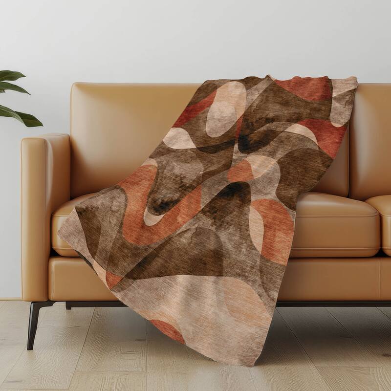 Premium Machine Washable Abstract Contemporary Sherpa Throw Blanket