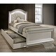preview thumbnail 2 of 5, Ving Glam Pearl White Wood 3-piece Panel Bedroom Set with 2 Nightstands by Furniture of America