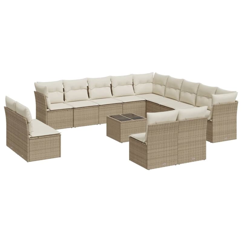 vidaXL Patio Sofa Set with Cushions Outdoor Furniture 14 Piece Poly Rattan