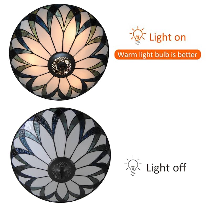 Stained Glass Flush Mount Tiffany Ceiling Light Entryway Lighting