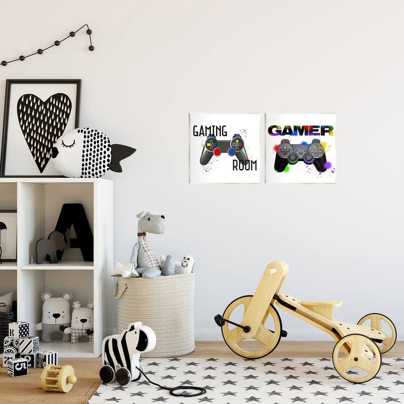 Stupell Retro Gaming Room Control Wall Plaque Art Design By Kim Allen, Marcus Prime (Set of 2)