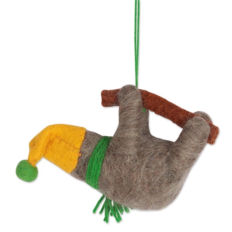 Novica Handmade Sweet Sloths Wool Holiday Ornaments (Set Of 6)