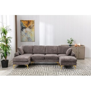 U-Shape Sectional Sofa,undefinedExtra Wide Comfort Polyester Chaise ...