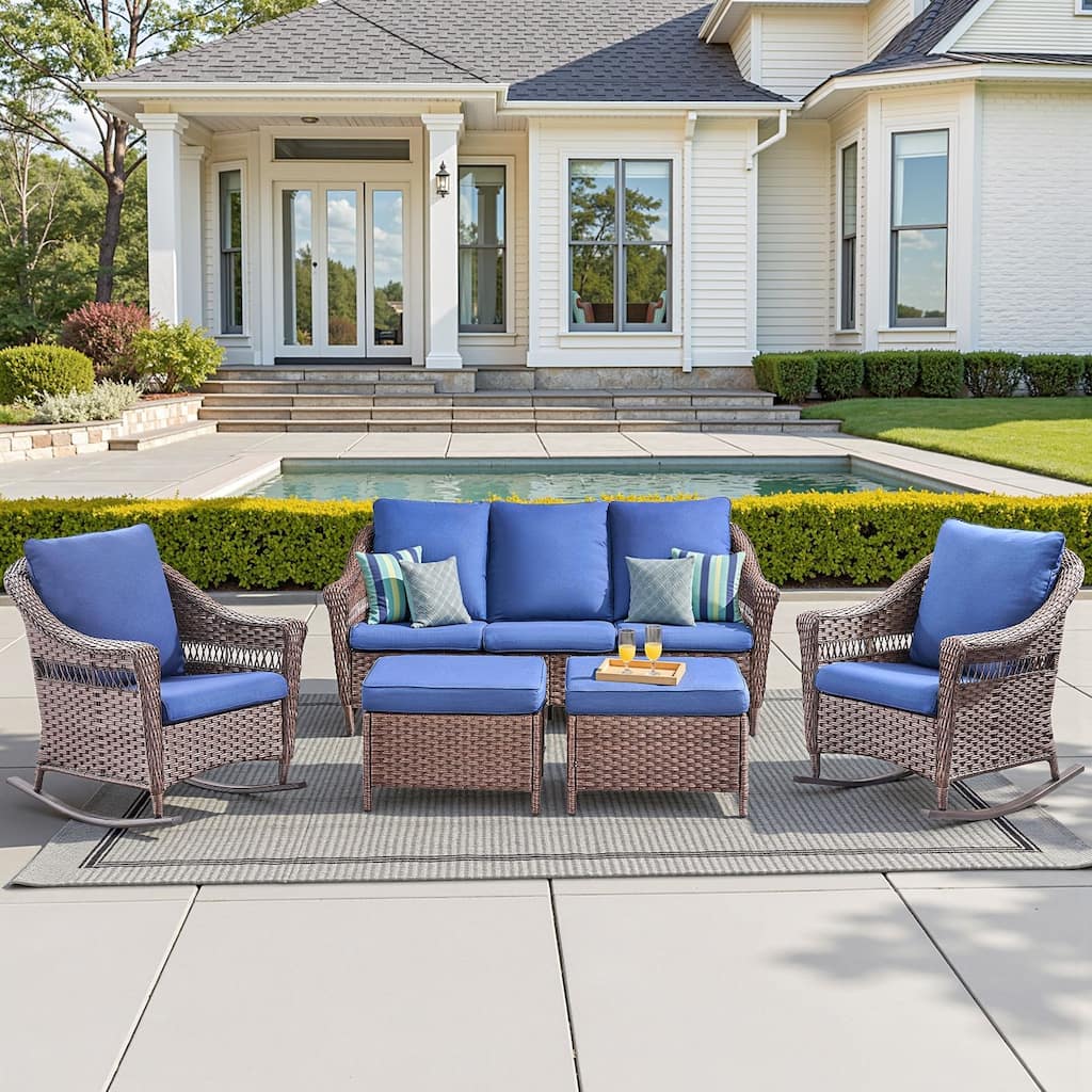 Pocassy 5 Piece Sofa Rocker Chair with Ottoman