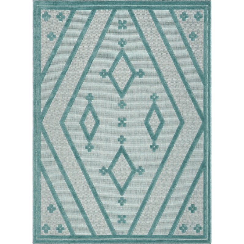 Well Woven Sila Mali Moroccan Tribal Indoor Outdoor Area Rug - 5'3" x 7'3" - Teal