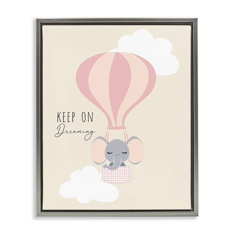 Stupell Inspiring Keep On Dreaming Framed Floater Canvas Wall Art Design By Chen Alyesh - 25 x 31 - Grey