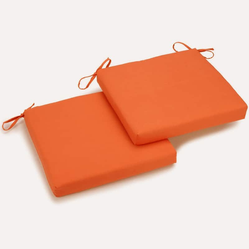 20-inch by 19-inch Twill Indoor Chair Cushion (Set of 1, 2, or 4) - 20 x 19 - Set of 2 - Tangerine Dream