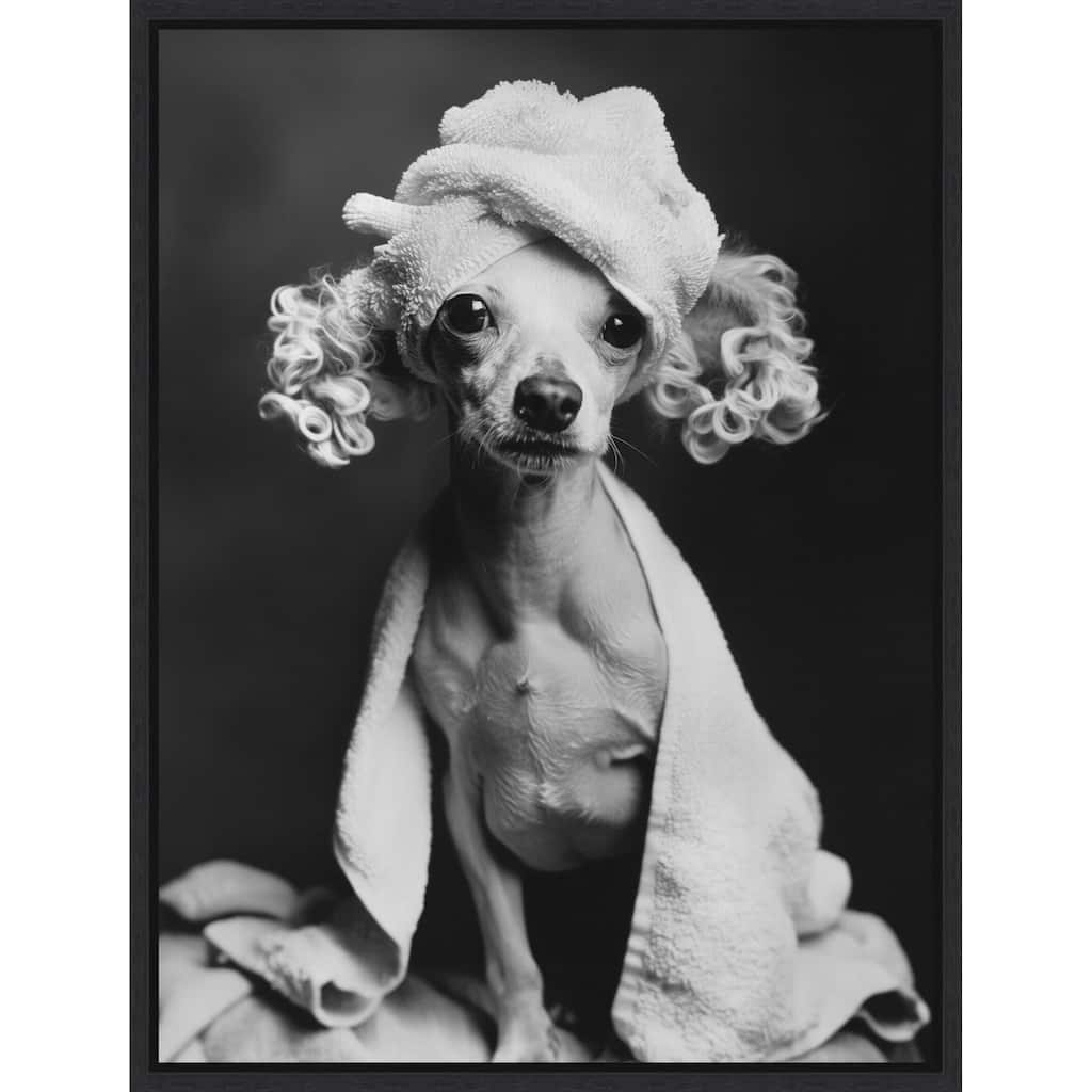 Spa Day Pooch by Niky Rahner Framed Canvas Wall Art