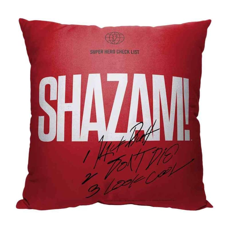 DC Shazam Check List 18 Inch Throw Pillow