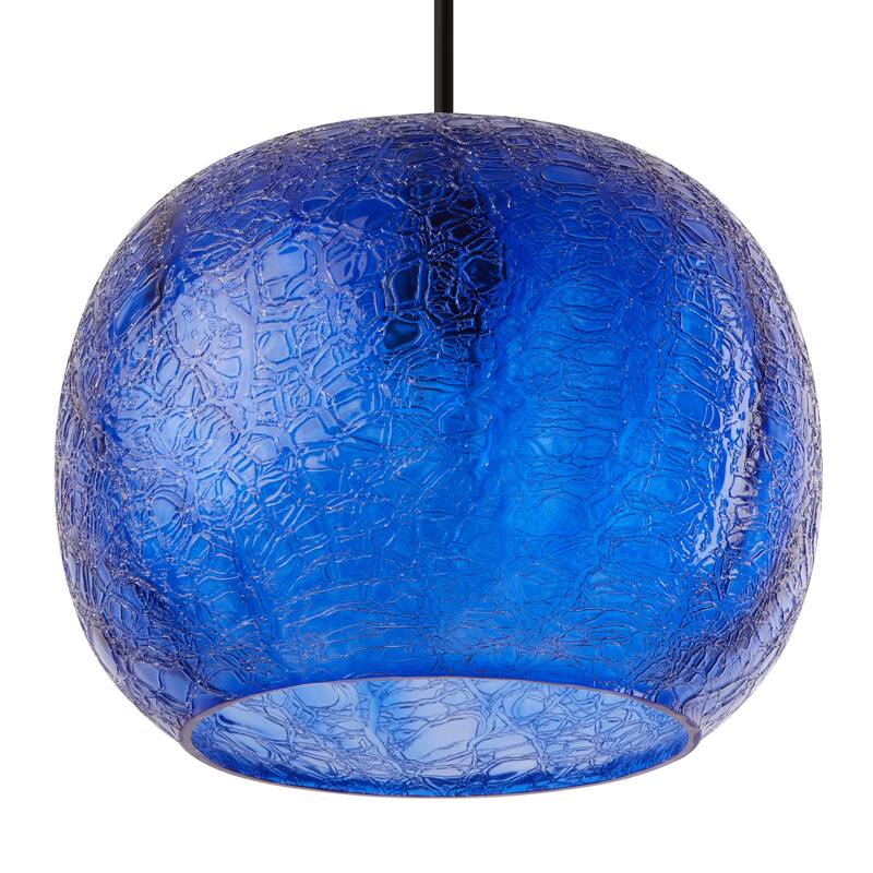 Sophia River of Goods Black Metal and Glass 9.8-Inch Pendant Light with Adjustable Hanging Cord - 9.8" x 9.8" x 9.8/68.8"