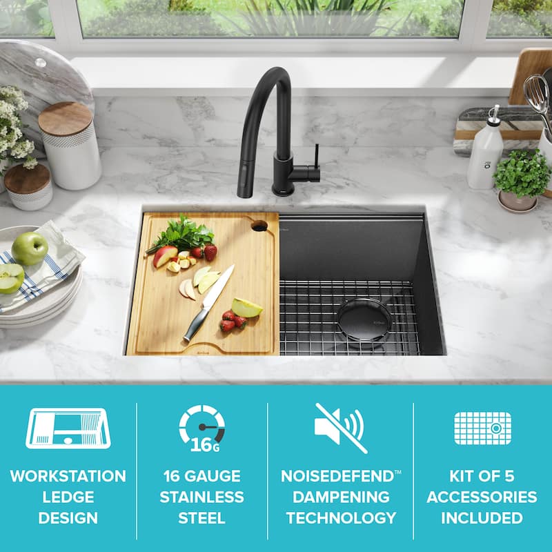 KRAUS Kore Workstation Undermount Stainless Steel Kitchen Sink