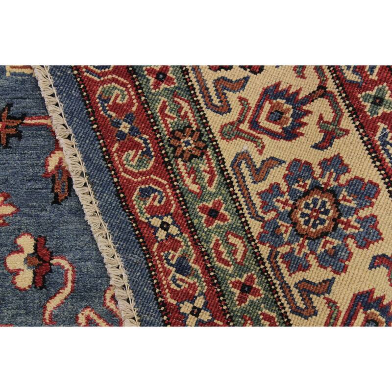 Rustic Kazak Evie Blue/Natural Wool Octagon - 7'8'' x 7'9''