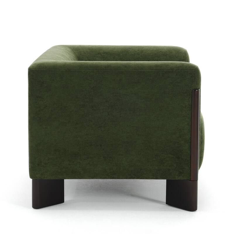 Upholstered Nordic Wide Seat Tuxedo Arms Barrel Chair Set of 2