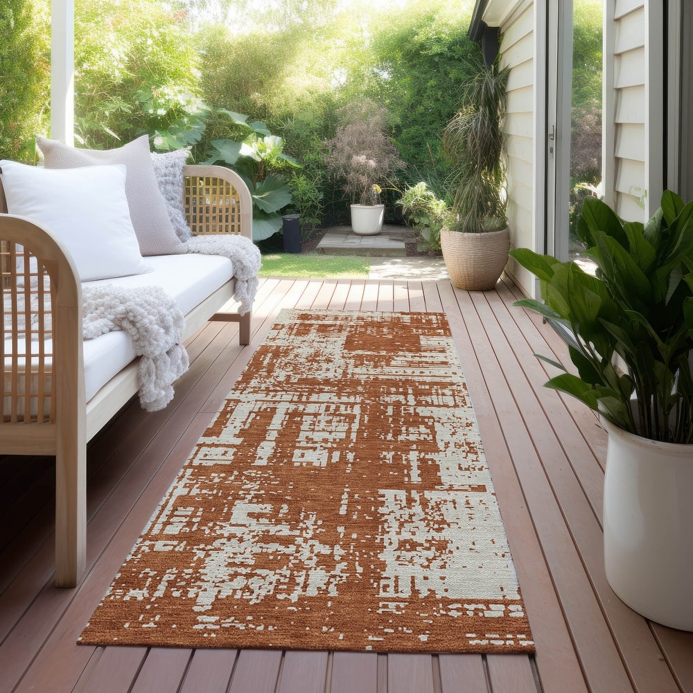 Machine Washable Indoor/ Outdoor Chantille Solid Abstract Rug