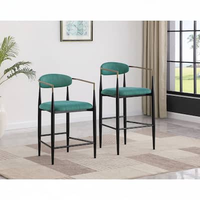 Green Fabric Upholstered Bar Chair (Set of 2)