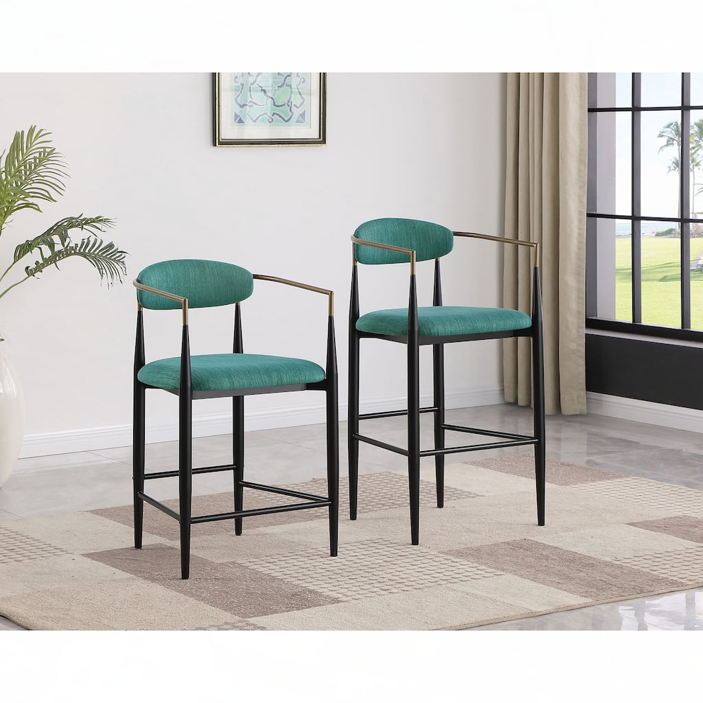 Green Fabric Upholstered Bar Chair (Set of 2)
