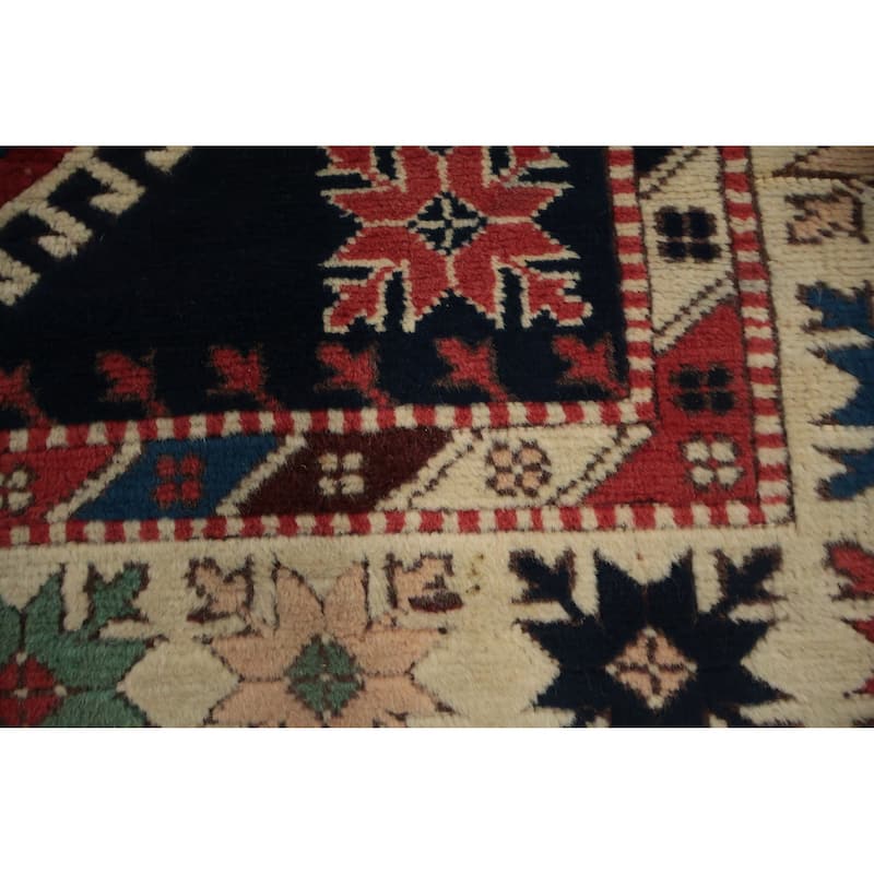 Hand Knotted Oriental 100% Wool Carpet Transitional Geometric Red Anatolian Area Rug - 5' 4'' X 3' 10''